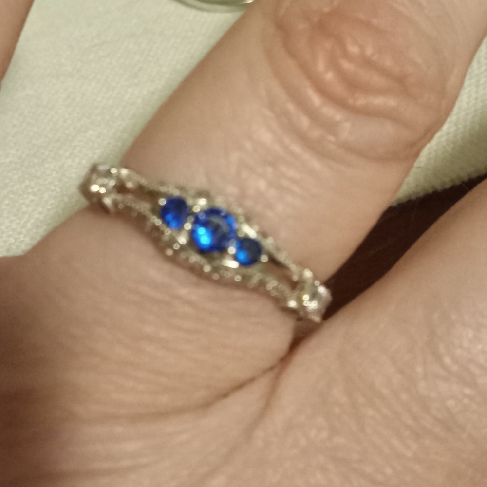 Elegant Blue Gemstone Silver Ring